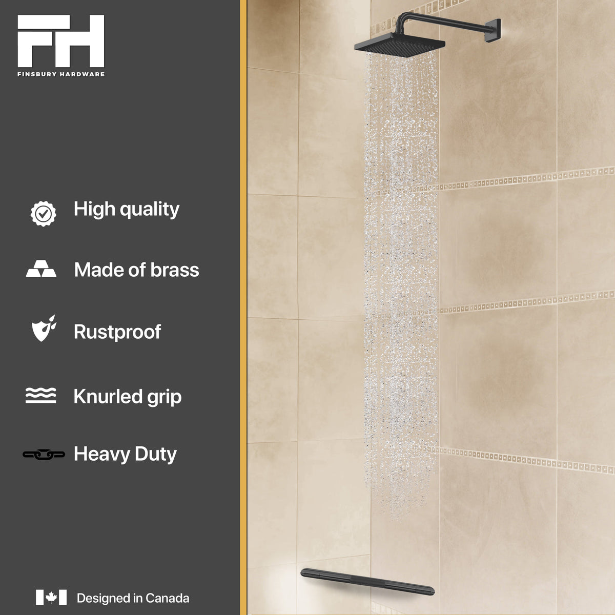 Hotel Style Shower Bar Footrest - Matte Black Finish Finsbury Hardware Hardware