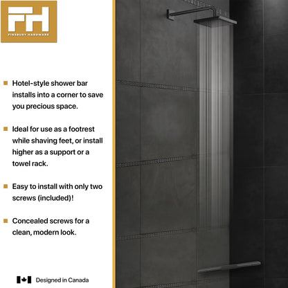 Hotel Style Shower Bar Footrest - Matte Black Finish Finsbury Hardware Hardware