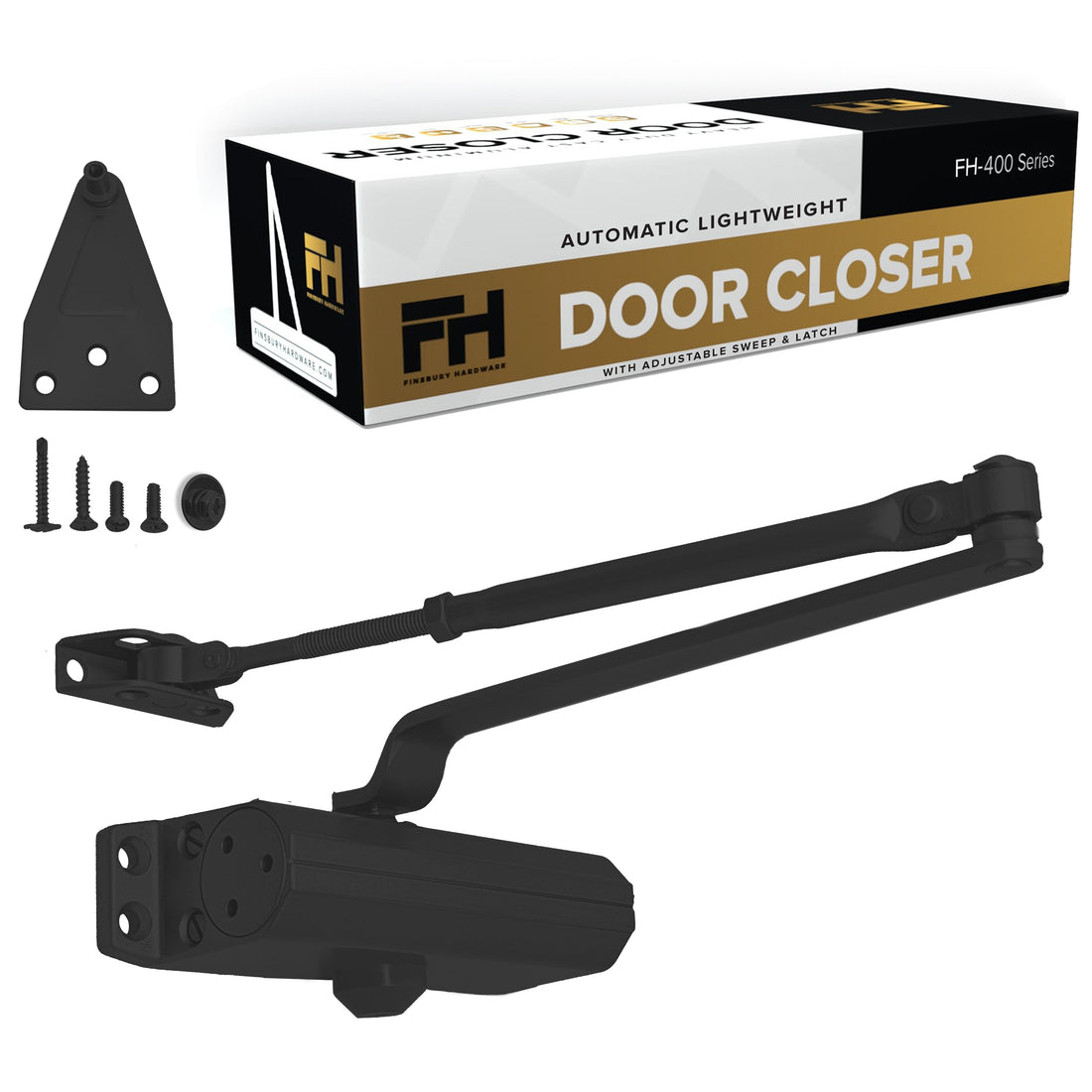 Lightweight Aluminum Door Closer - Size 3 - Matte Black Finsbury Hardware Hardware