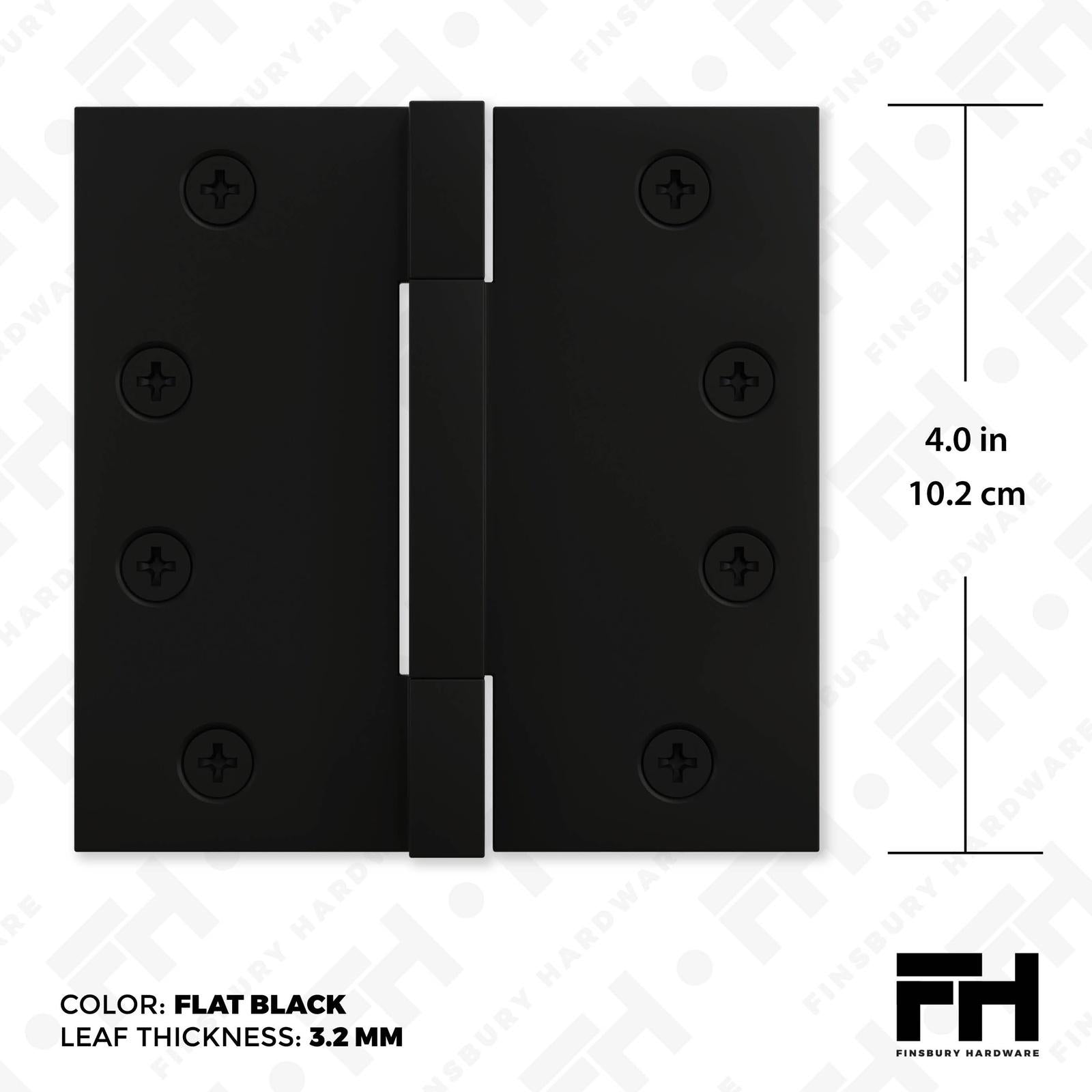 4x4 Inch Solid Brass Square Barrel Door Hinge - Flat Black Finsbury Hardware Square Barrel Hinges