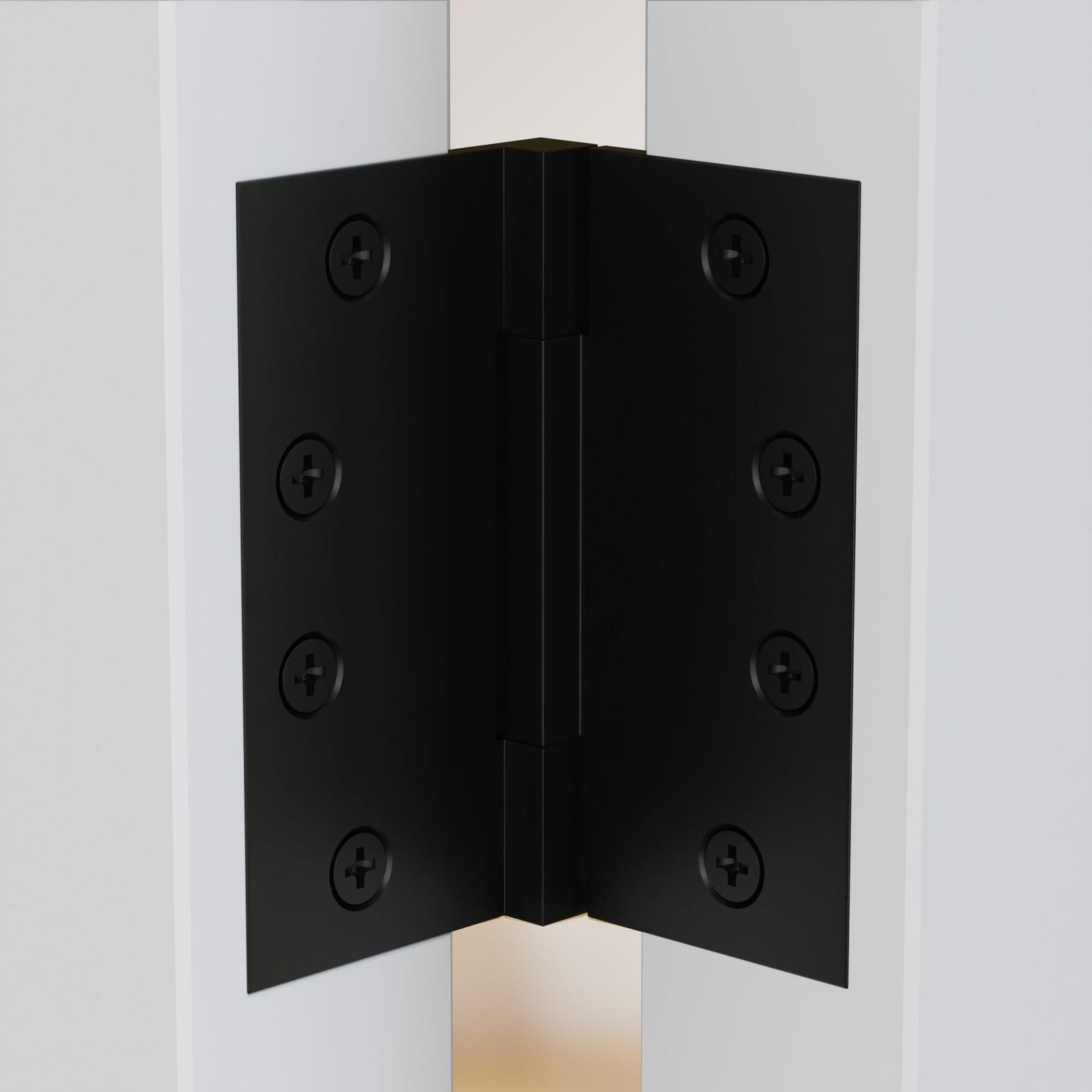 4x4 Inch Solid Brass Square Barrel Door Hinge - Flat Black Finsbury Hardware Square Barrel Hinges