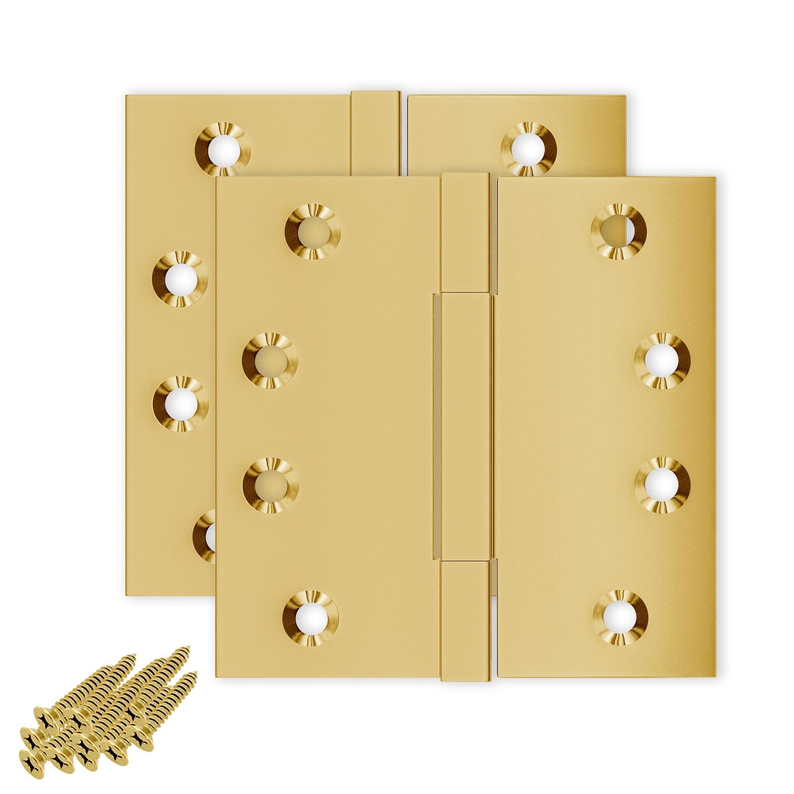 4x4 Inch Solid Brass Square Barrel Door Hinge - Polished Brass Finsbury Hardware Square Barrel Hinges