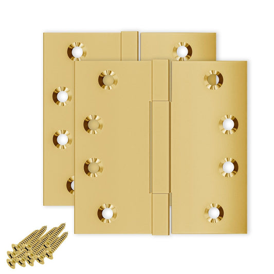 4x4 Inch Solid Brass Square Barrel Door Hinge - Polished Brass Finsbury Hardware Square Barrel Hinges