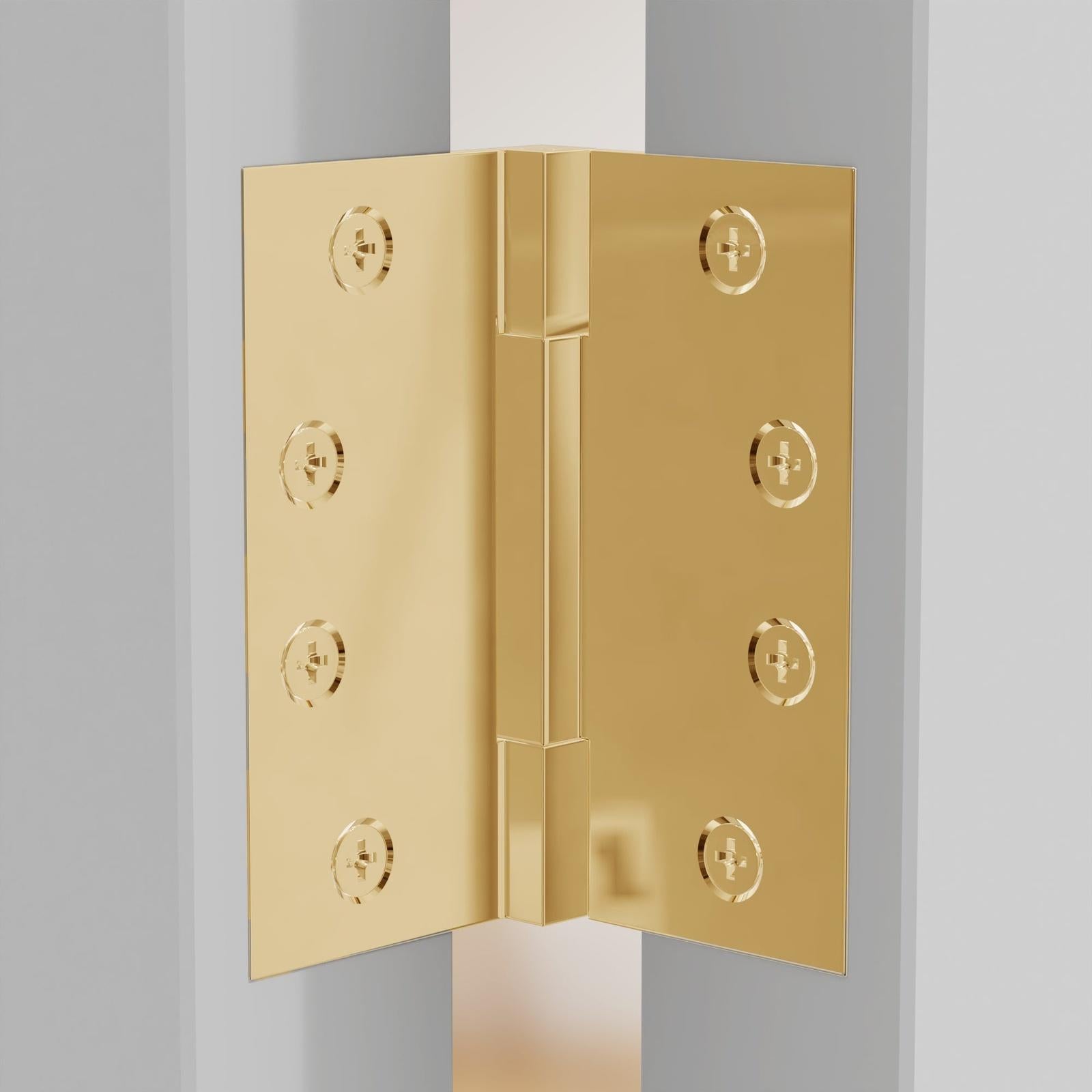 4x4 Inch Solid Brass Square Barrel Door Hinge - Polished Brass Finsbury Hardware Square Barrel Hinges