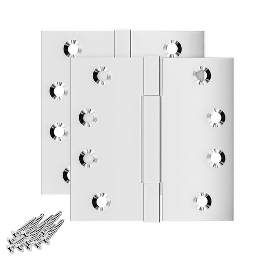 4x4 Inch Solid Brass Square Barrel Door Hinge - Polished Chrome Finsbury Hardware Square Barrel Hinges