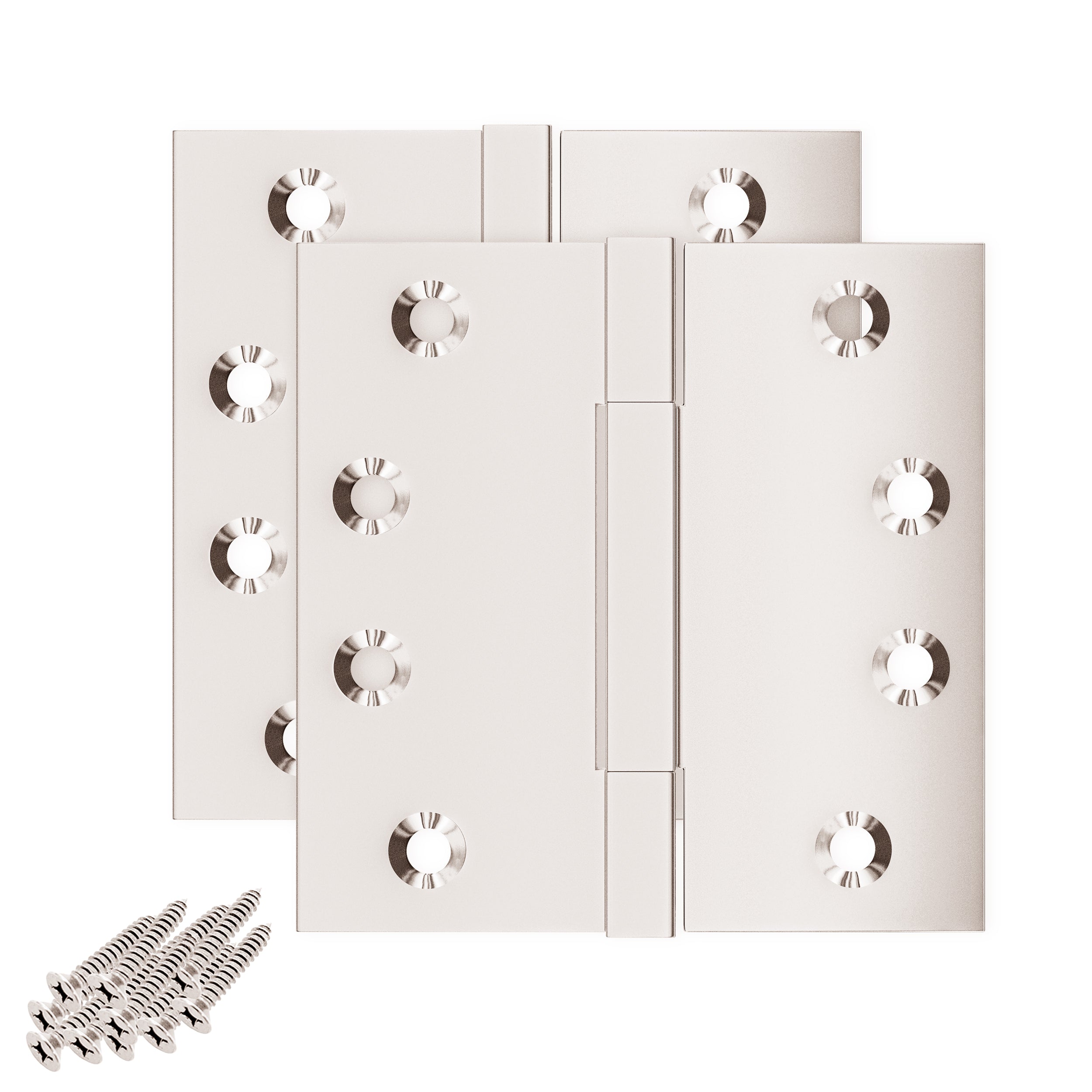 4x4 Inch Solid Brass Square Barrel Door Hinge - Polished Nickel Finsbury Hardware Square Barrel Hinges