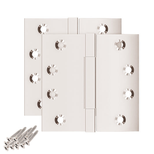 4x4 Inch Solid Brass Square Barrel Door Hinge - Polished Nickel Finsbury Hardware Square Barrel Hinges