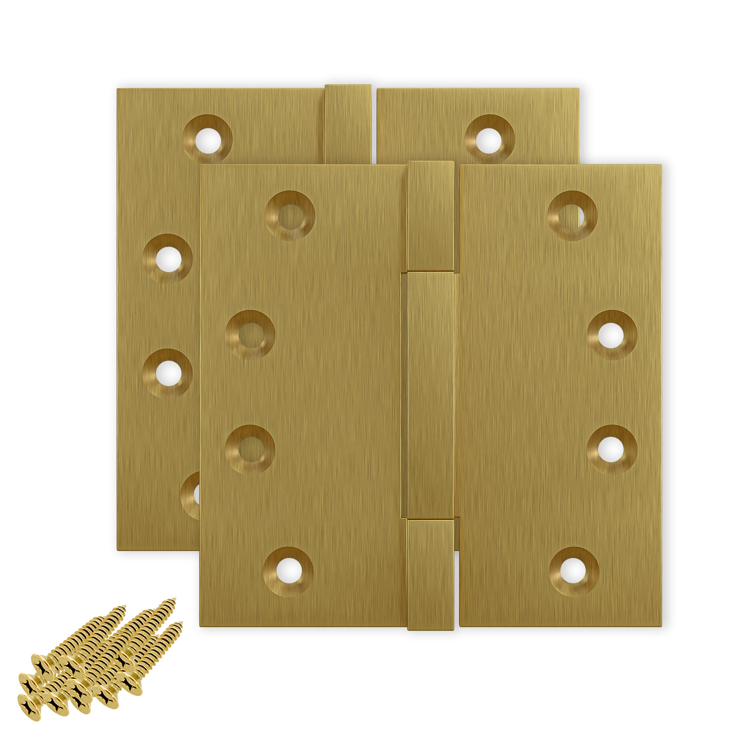 4x4 Inch Solid Brass Square Barrel Door Hinge - Satin Brass Finsbury Hardware Square Barrel Hinges