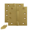 4x4 Inch Solid Brass Square Barrel Door Hinge - Satin Brass Finsbury Hardware Square Barrel Hinges