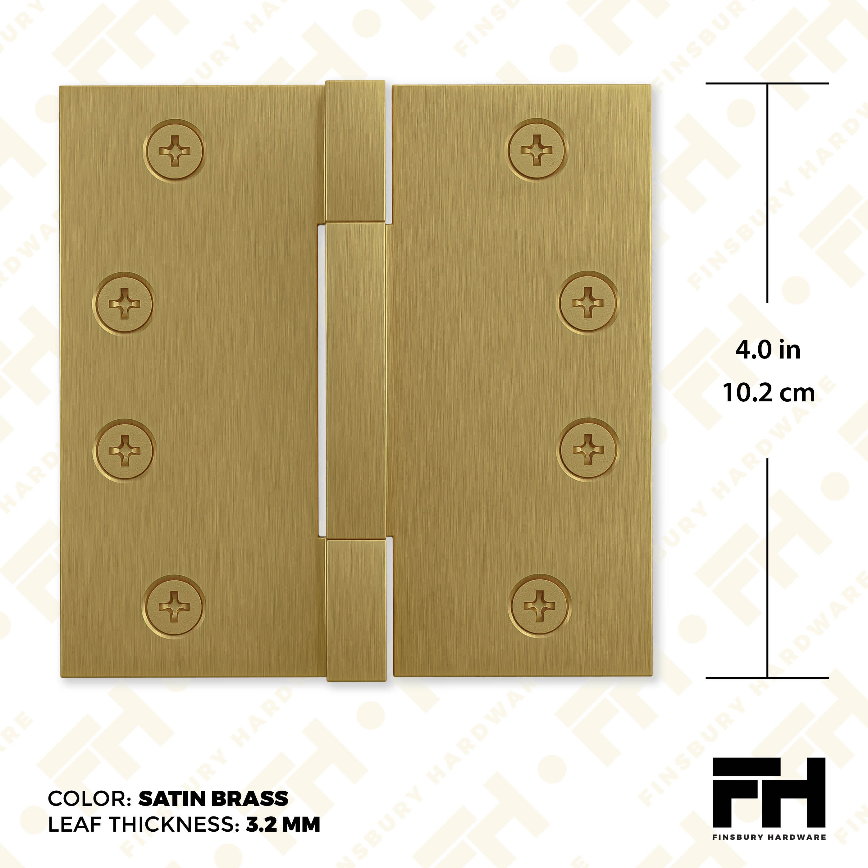 4x4 Inch Solid Brass Square Barrel Door Hinge - Satin Brass Finsbury Hardware Square Barrel Hinges
