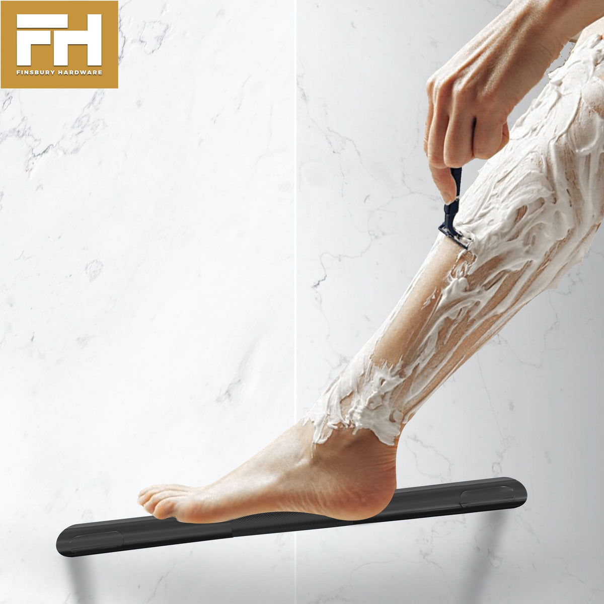 Hotel Style Shower Bar Footrest - Matte Black Finish Finsbury Hardware Hardware