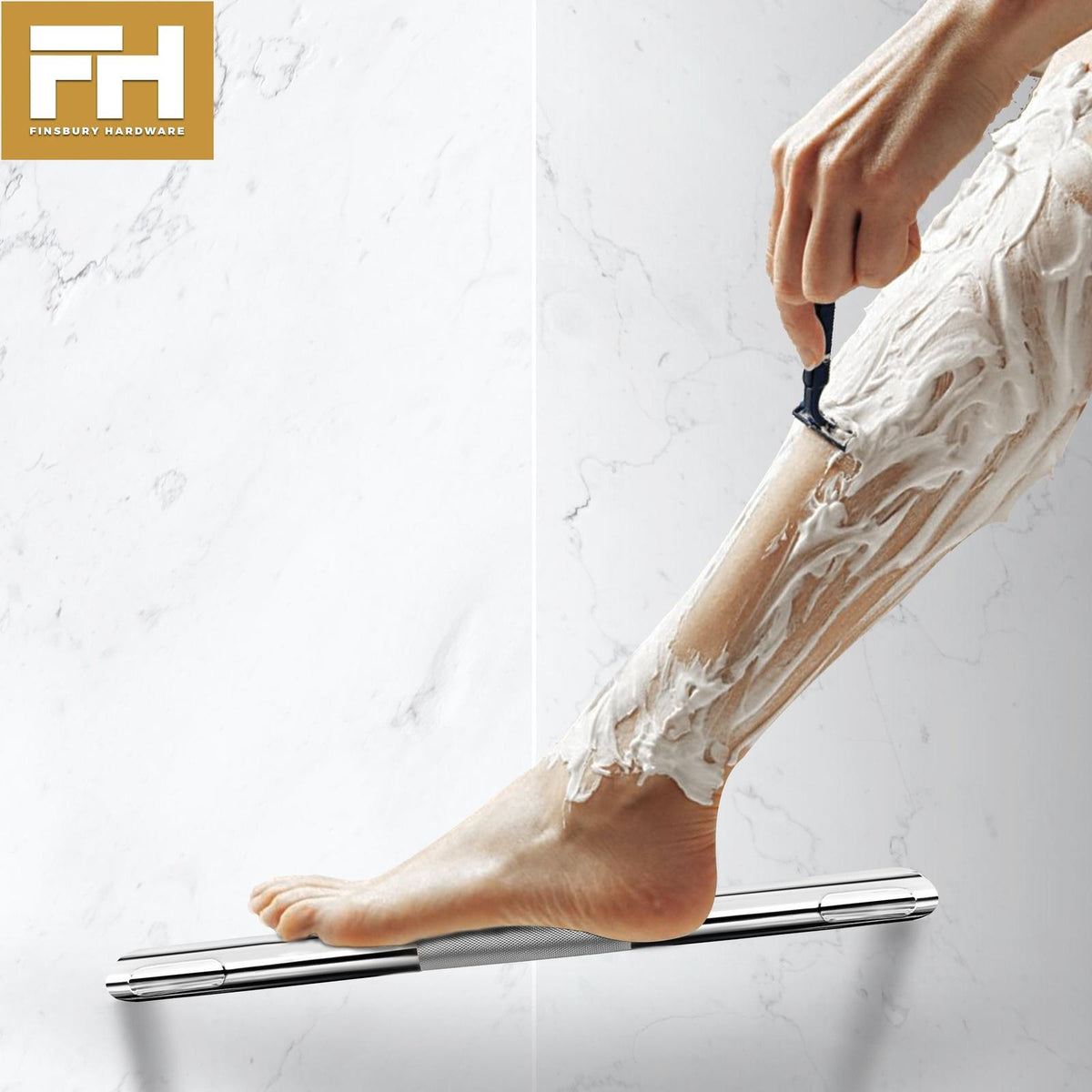 Hotel Style Shower Bar Footrest - Chrome Finish Finsbury Hardware Hardware