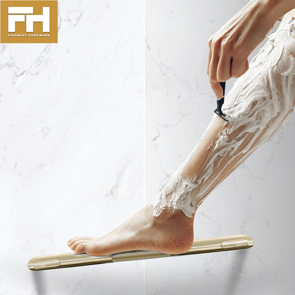 Hotel Style Shower Bar Footrest - Satin Brass Finish Finsbury Hardware Hardware