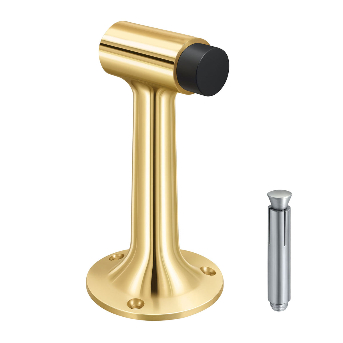 Heavy Duty 6″ Floor-Mount Door Stop – Solid Brass, Commercial Grade (Polished Brass) Finsbury Hardware Commercial Hardware