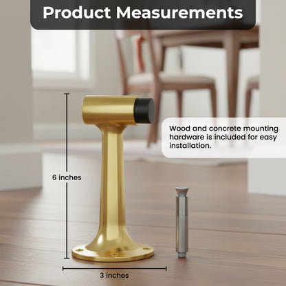 Heavy Duty 6″ Floor-Mount Door Stop – Solid Brass, Commercial Grade (Polished Brass) Finsbury Hardware Commercial Hardware