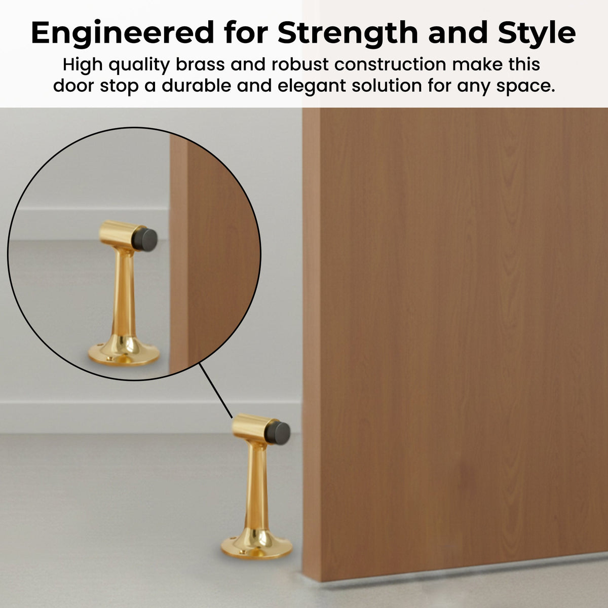 Heavy Duty 6″ Floor-Mount Door Stop – Solid Brass, Commercial Grade (Polished Brass) Finsbury Hardware Commercial Hardware