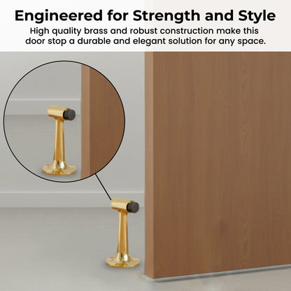 Heavy Duty 6″ Floor-Mount Door Stop – Solid Brass, Commercial Grade (Polished Brass) Finsbury Hardware Commercial Hardware