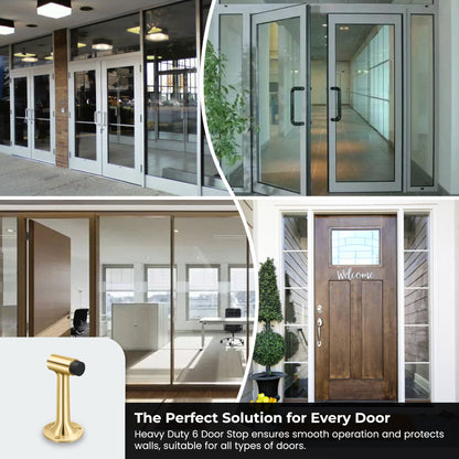 Heavy Duty 6″ Floor-Mount Door Stop – Solid Brass, Commercial Grade (Polished Brass) Finsbury Hardware Commercial Hardware
