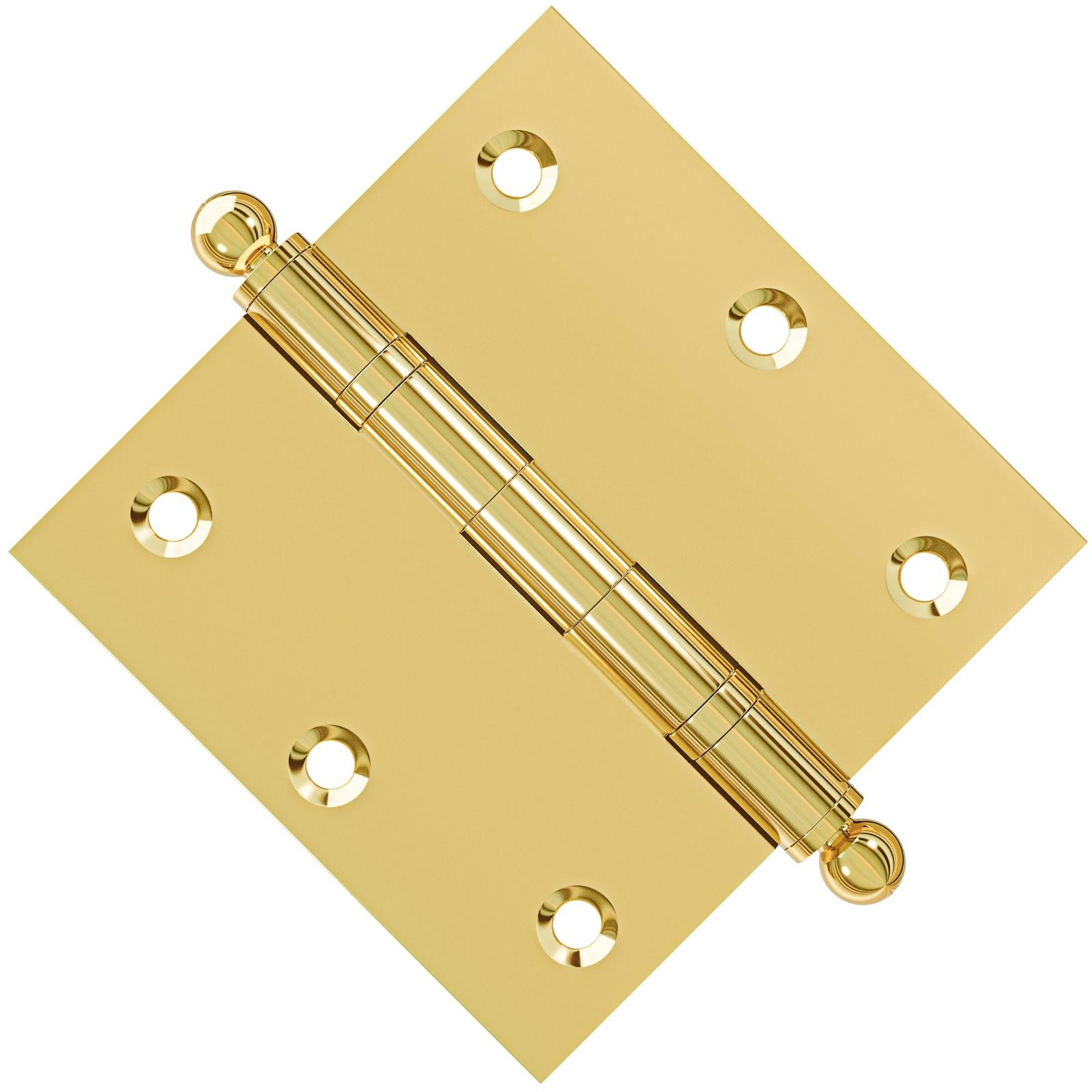 5x5 Inch Solid Brass Ball Bearing Door Hinge - Non Lacquered Polished Brass Finsbury Hardware Ball Bearing Hinges