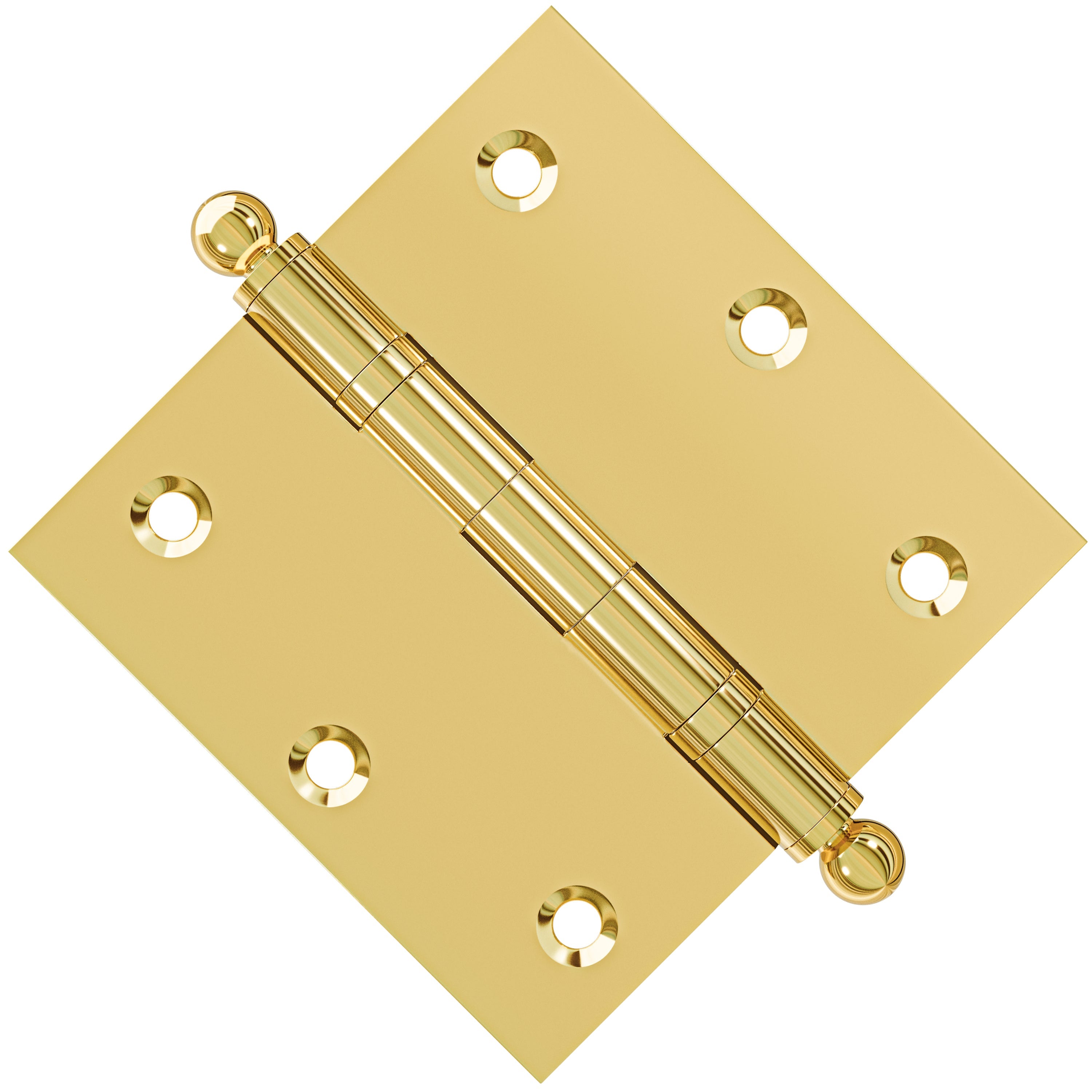 3.5 x 3.5 Inch Solid Brass Ball Bearing Door Hinge - Polished Brass Finsbury Hardware Ball Bearing Hinges