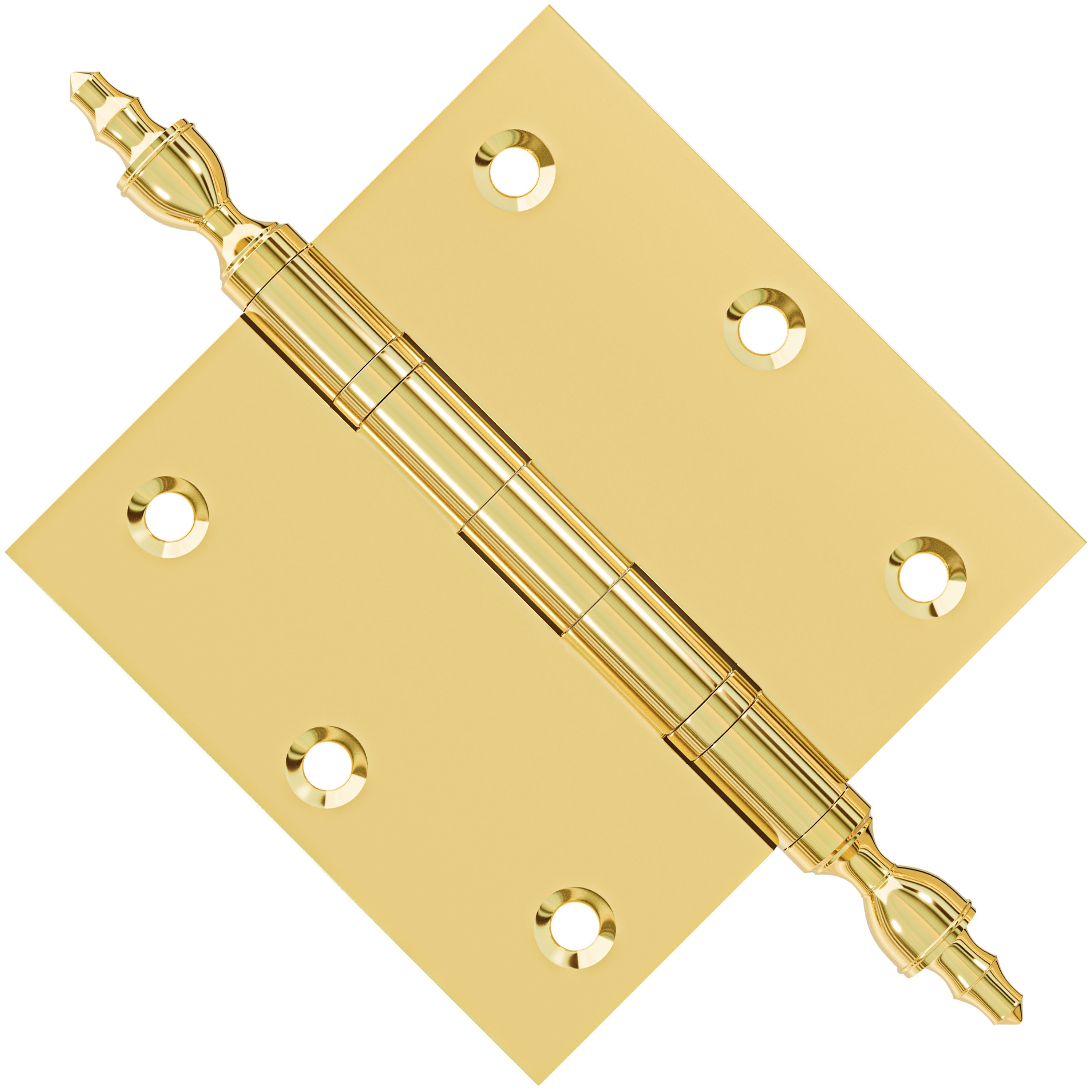 3.5 x 3.5 Inch Solid Brass Ball Bearing Door Hinge - Non Lacquered Polished Brass Finsbury Hardware Ball Bearing Hinges