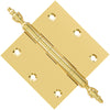3.5 x 3.5 Inch Solid Brass Ball Bearing Door Hinge - Non Lacquered Polished Brass Finsbury Hardware Ball Bearing Hinges