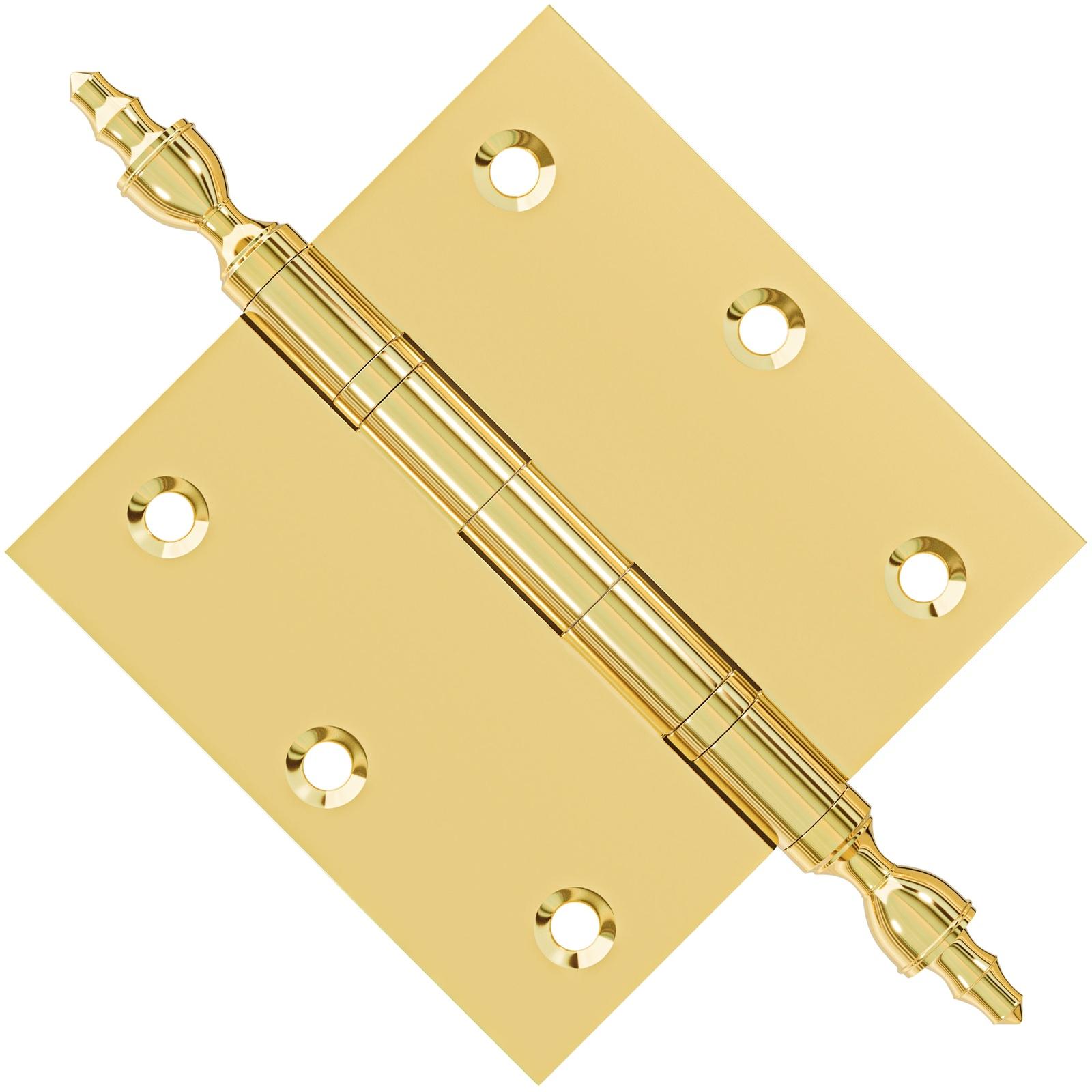3x3 Inch Solid Brass Ball Bearing Door Hinge - Non Lacquered Polished Brass Finsbury Hardware Ball Bearing Hinges