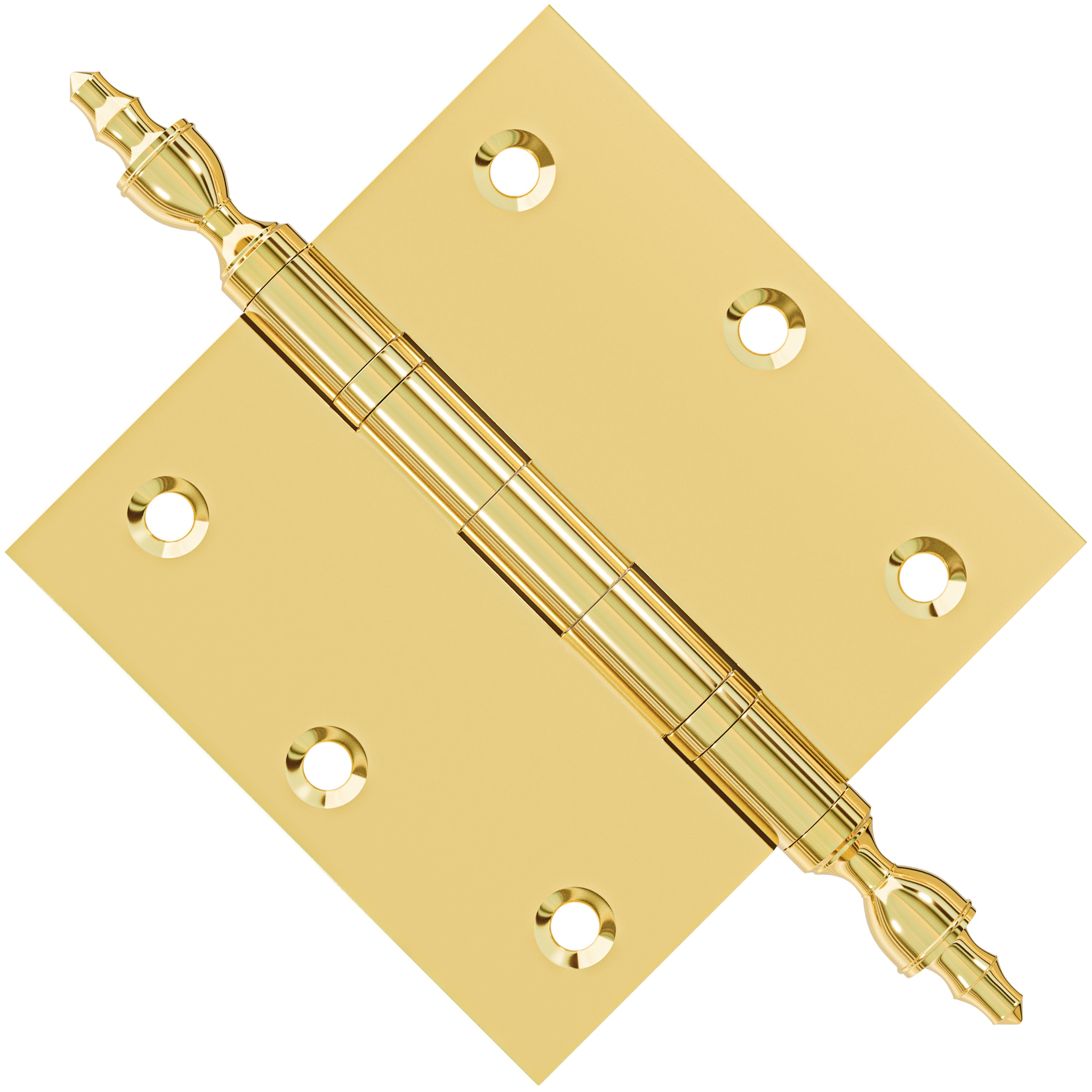 3.5 x 3.5 Inch Solid Brass Ball Bearing Door Hinge - Polished Brass Finsbury Hardware Ball Bearing Hinges