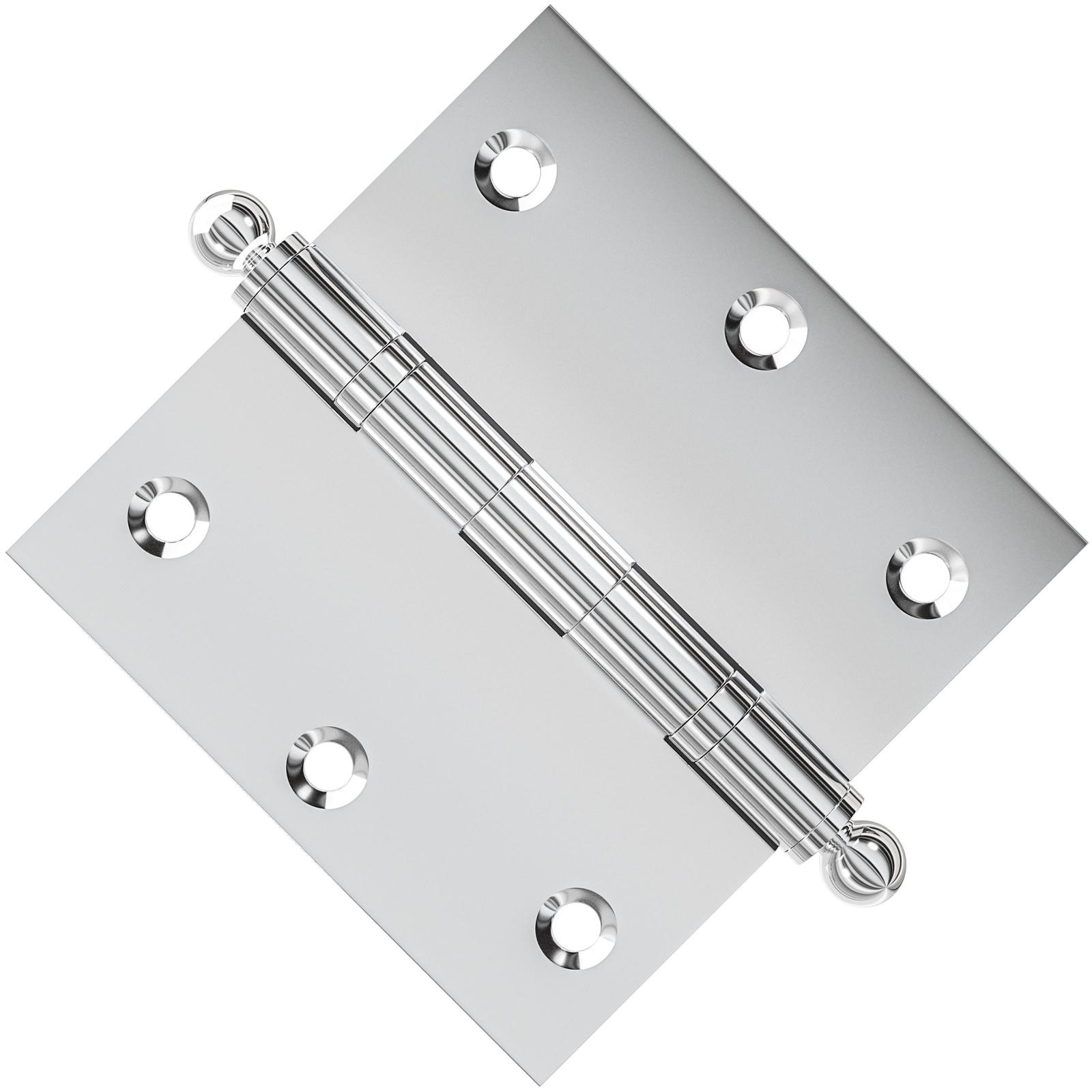 3x3 Inch Solid Brass Ball Bearing Door Hinge - Polished Chrome Finsbury Hardware Ball Bearing Hinges