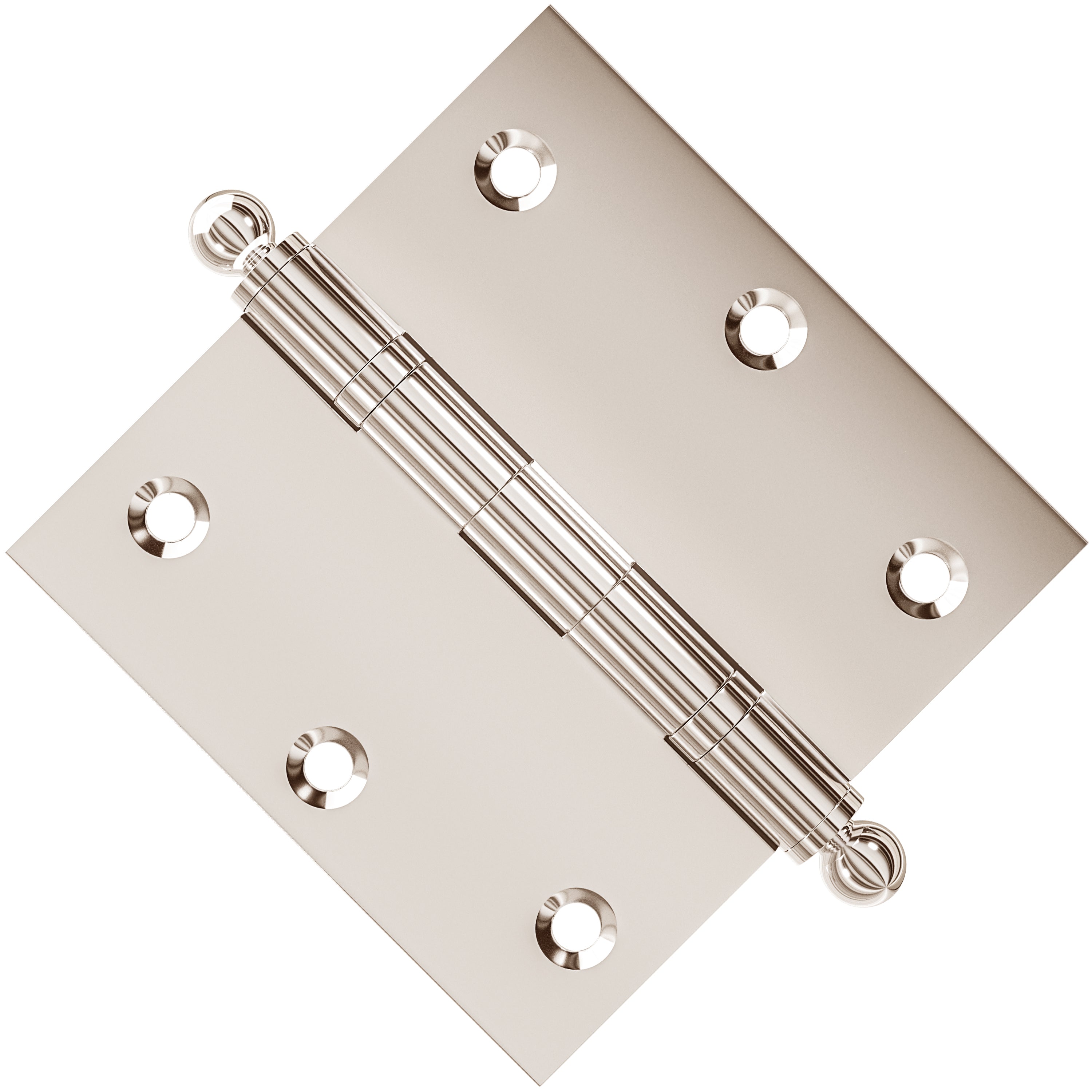 3x3 Inch Solid Brass Ball Bearing Door Hinge - Polished Nickel Finsbury Hardware Ball Bearing Hinges