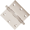 3x3 Inch Solid Brass Ball Bearing Door Hinge - Polished Nickel Finsbury Hardware Ball Bearing Hinges