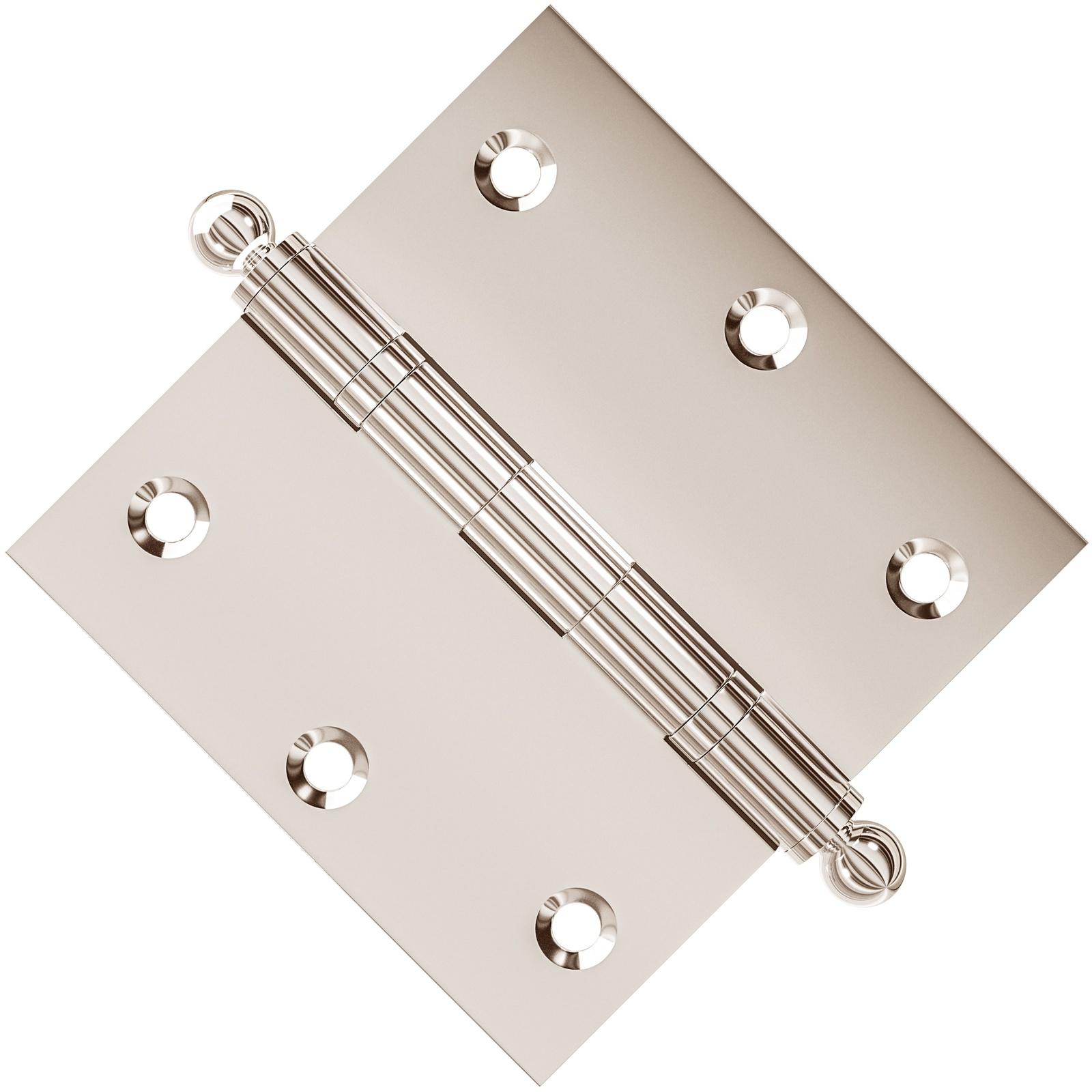 3.5 x 3.5 Inch Solid Brass Ball Bearing Door Hinge - Polished Nickel Finsbury Hardware Ball Bearing Hinges