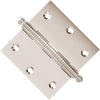 3.5 x 3.5 Inch Solid Brass Ball Bearing Door Hinge - Polished Nickel Finsbury Hardware Ball Bearing Hinges
