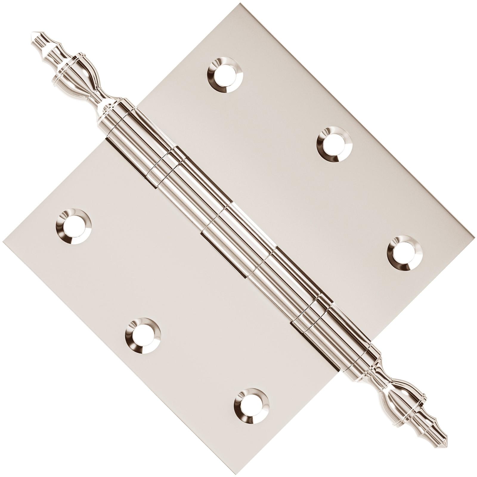 3.5 x 3.5 Inch Solid Brass Ball Bearing Door Hinge - Polished Nickel Finsbury Hardware Ball Bearing Hinges