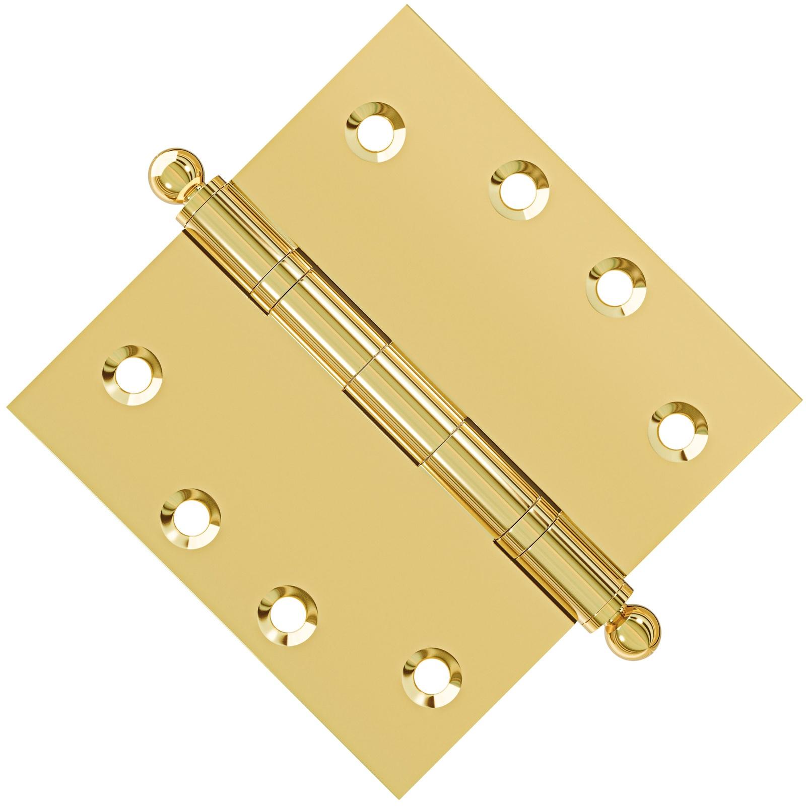 4x4 Inch Solid Brass Ball Bearing Door Hinge - Polished Brass Finsbury Hardware Ball Bearing Hinges