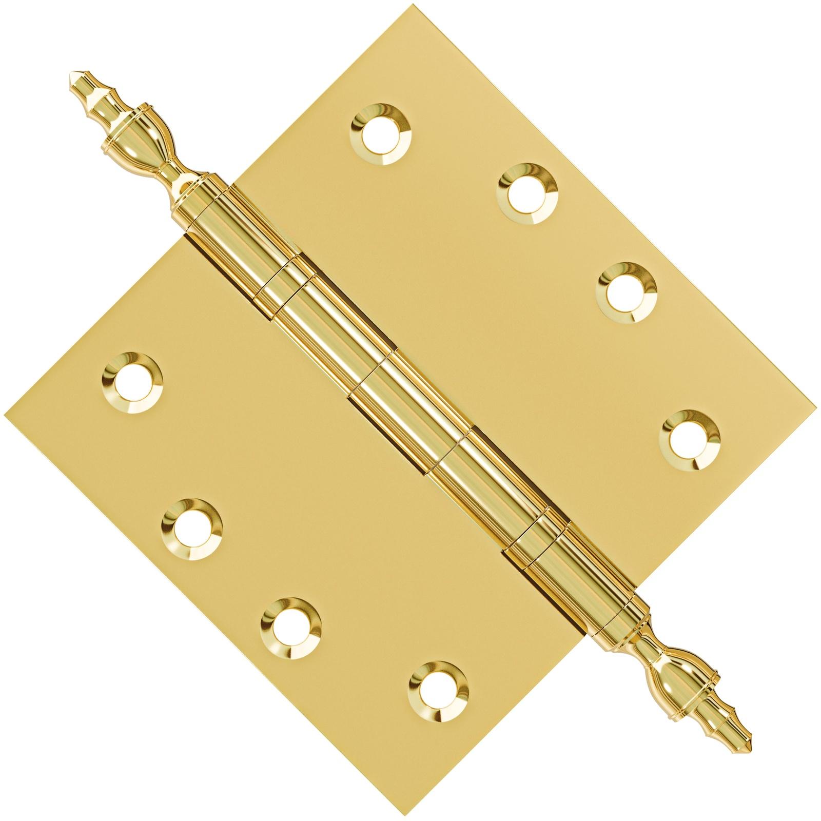 4.5 x 4.5 Inch Solid Brass Ball Bearing Door Hinge - Non Lacquered Polished Brass Finsbury Hardware Ball Bearing Hinges