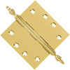 4.5 x 4.5 Inch Solid Brass Ball Bearing Door Hinge - Non Lacquered Polished Brass Finsbury Hardware Ball Bearing Hinges