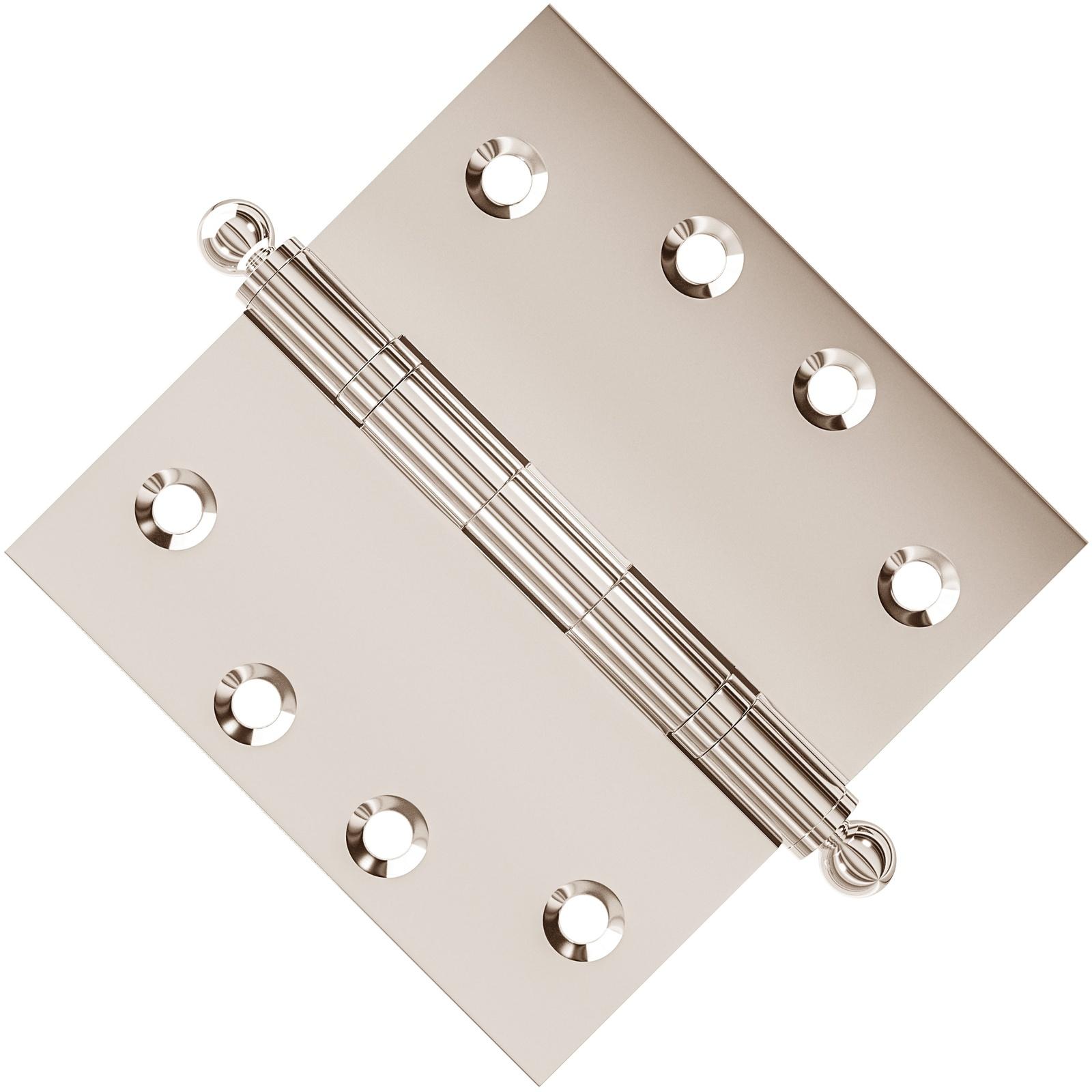 4x4 Inch Solid Brass Ball Bearing Door Hinge - Polished Nickel Finsbury Hardware Ball Bearing Hinges