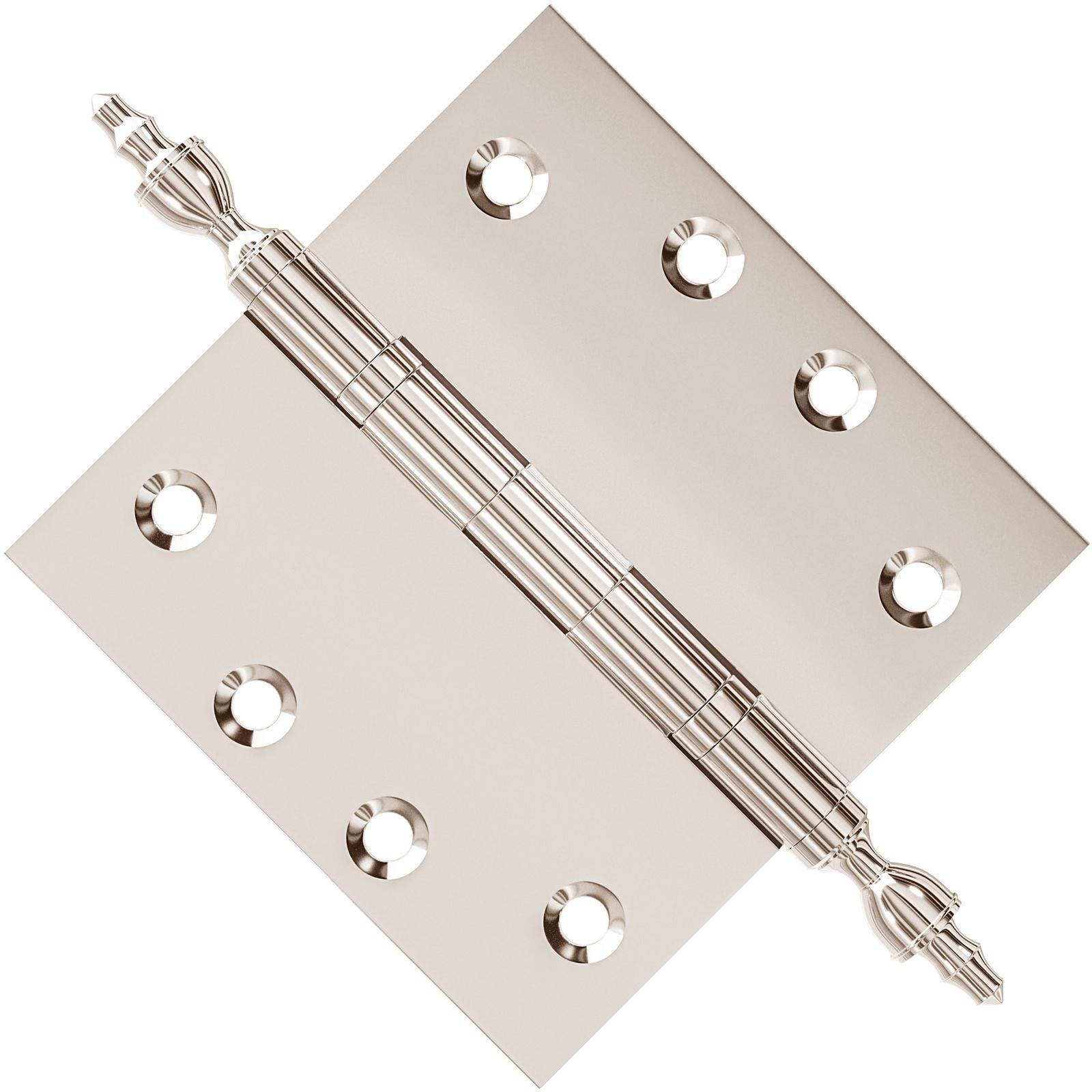 4.5 x 4.5 Inch Solid Brass Ball Bearing Door Hinge - Polished Nickel Finsbury Hardware Ball Bearing Hinges