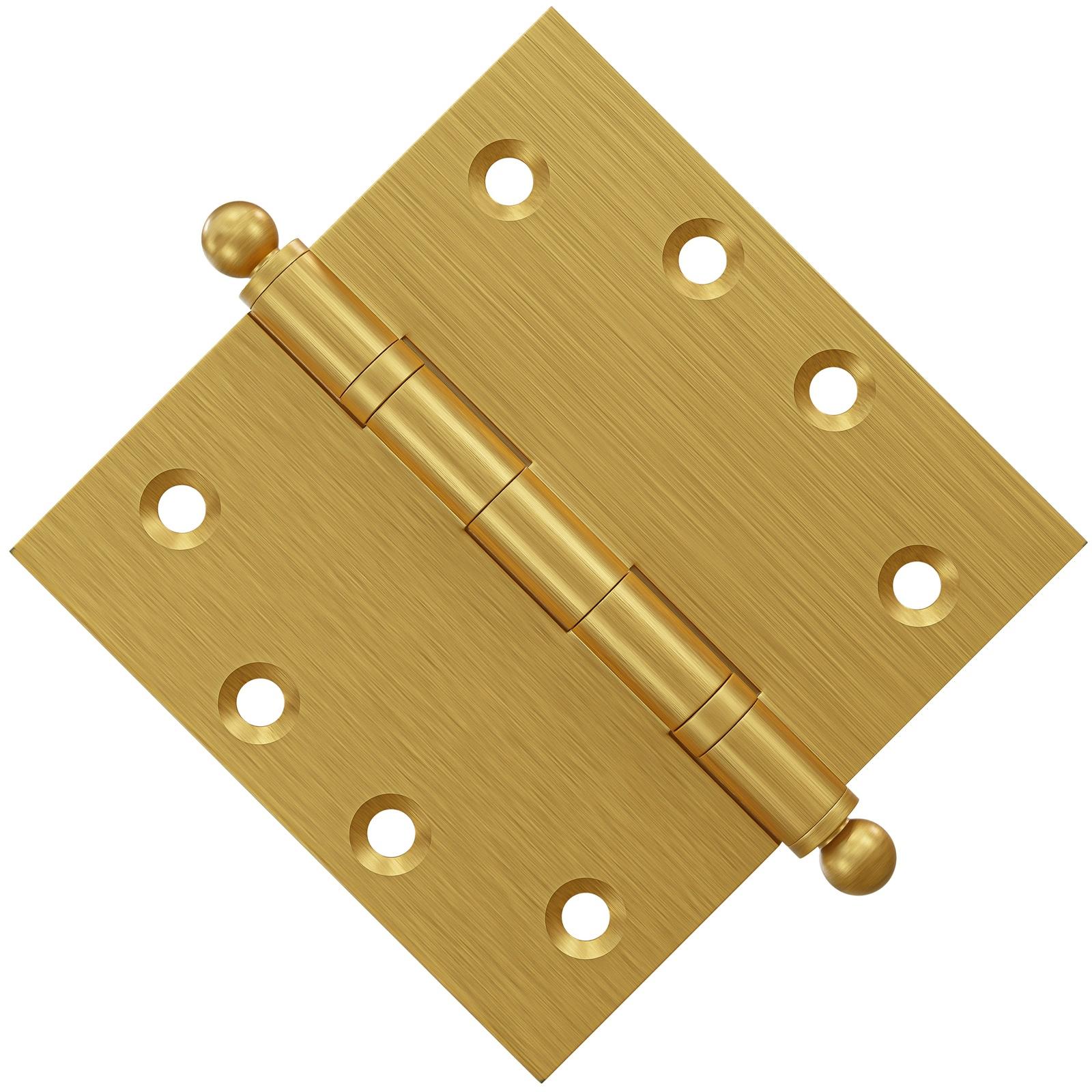 4x4 Inch Solid Brass Ball Bearing Door Hinge - Satin Brass Finsbury Hardware Ball Bearing Hinges