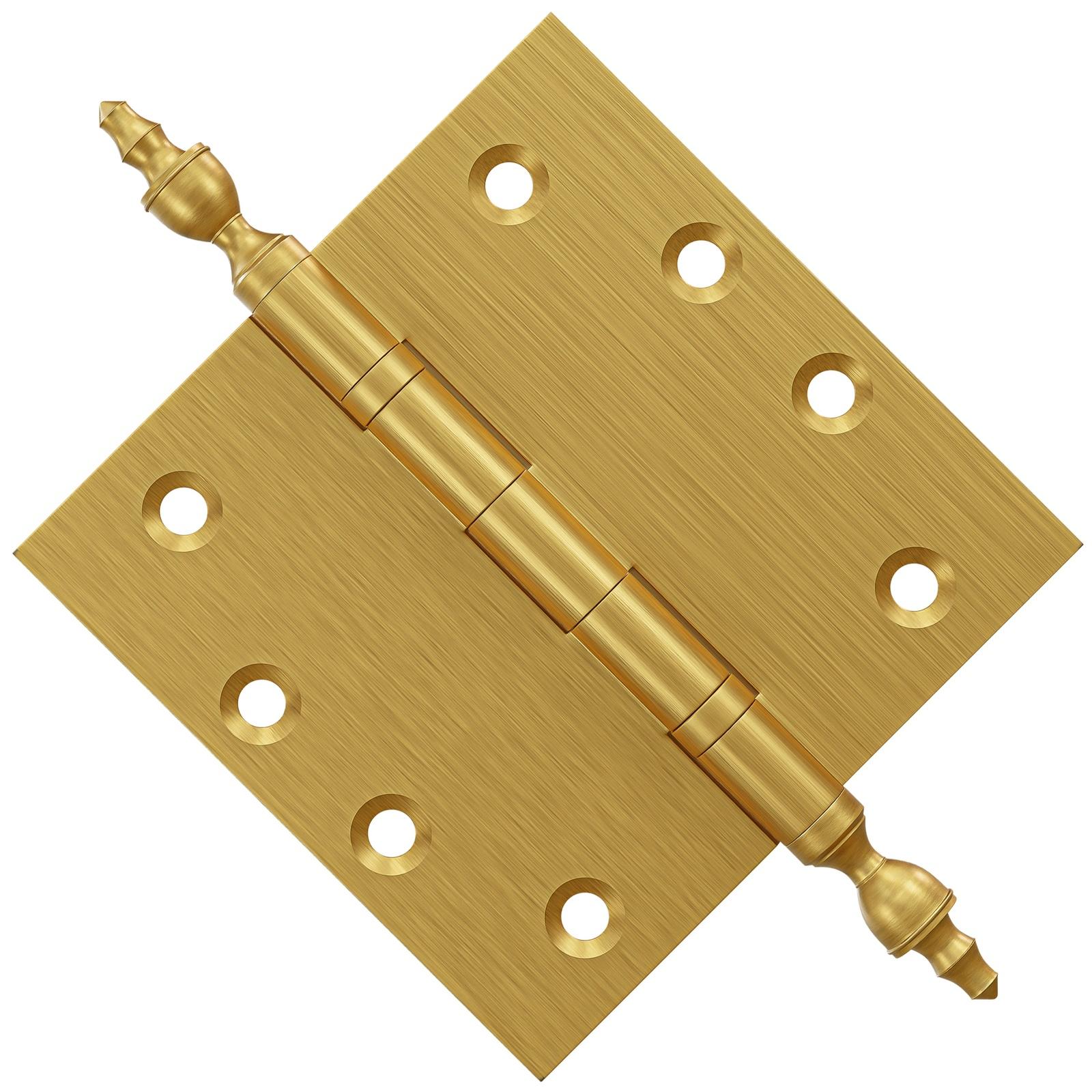 4.5 x 4.5 Inch Solid Brass Ball Bearing Door Hinge - Satin Brass Finsbury Hardware Ball Bearing Hinges