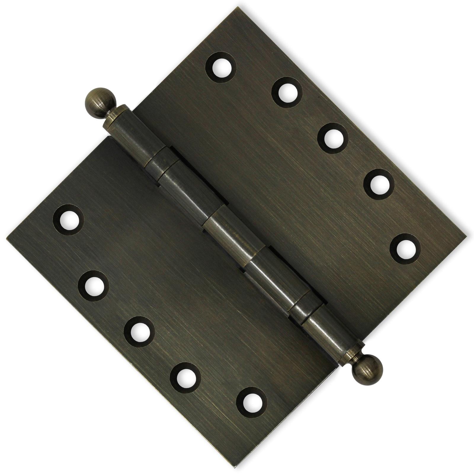 5x5 Inch Solid Brass Ball Bearing Door Hinge - Antique Brass Finsbury Hardware Ball Bearing Hinges