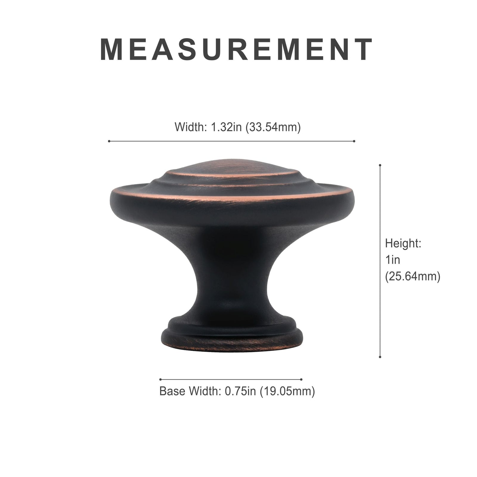 Measurement diagram for oil rubbed bronze cabinet hardware