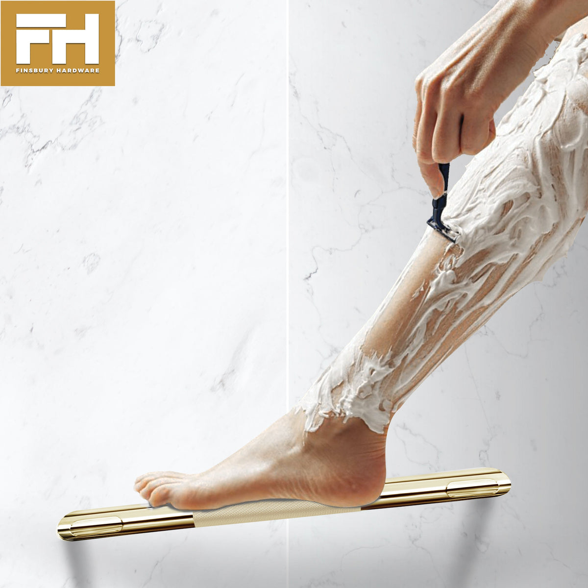 Hotel Style Shower Bar Footrest - Polished Brass Finish Finsbury Hardware Hardware