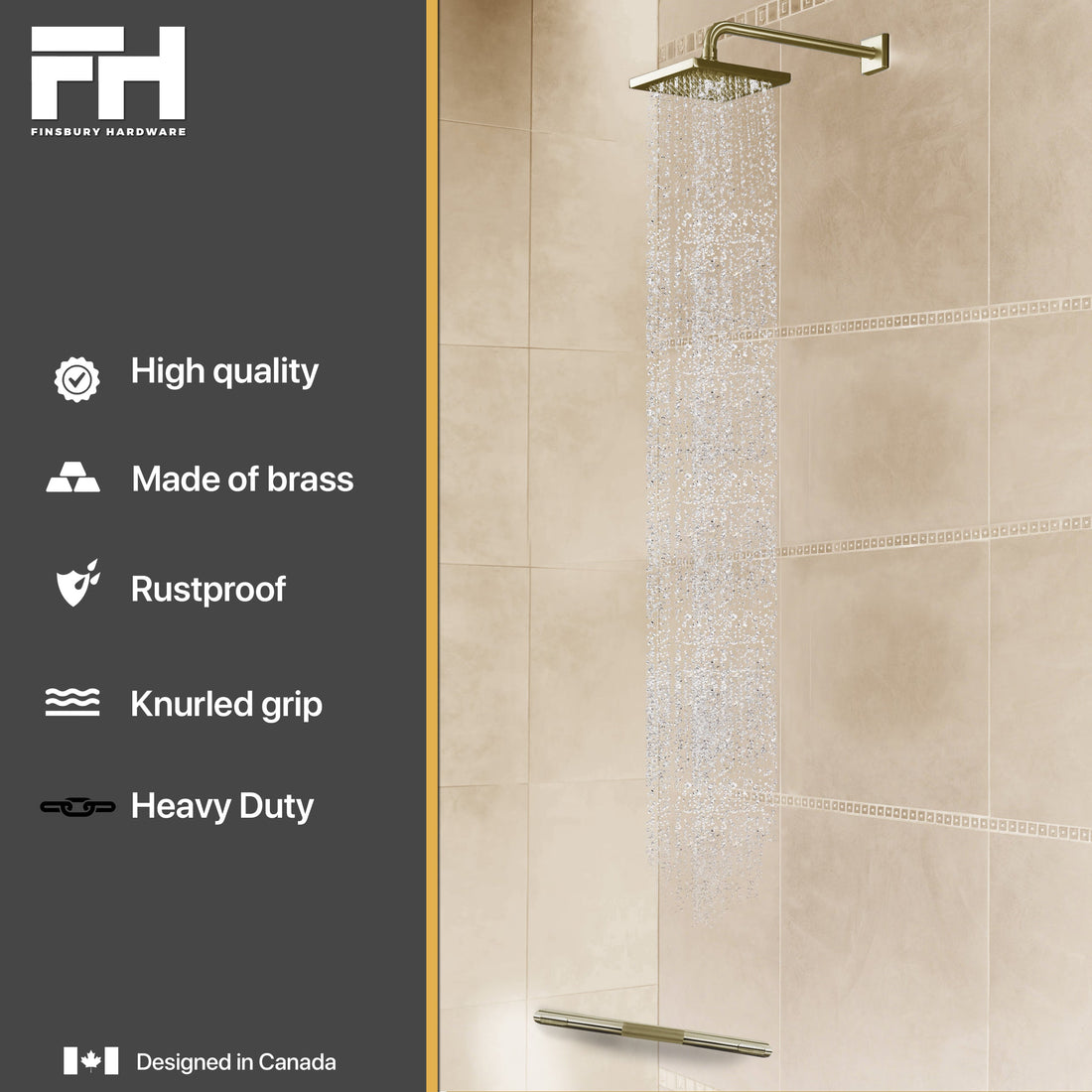 Hotel Style Shower Bar Footrest - Satin Brass Finish Finsbury Hardware Hardware