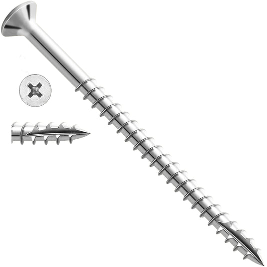 #12 x 3 Inch Steel Self Tapping Wood Screws, 25 Pack - Silver Finsbury Hardware