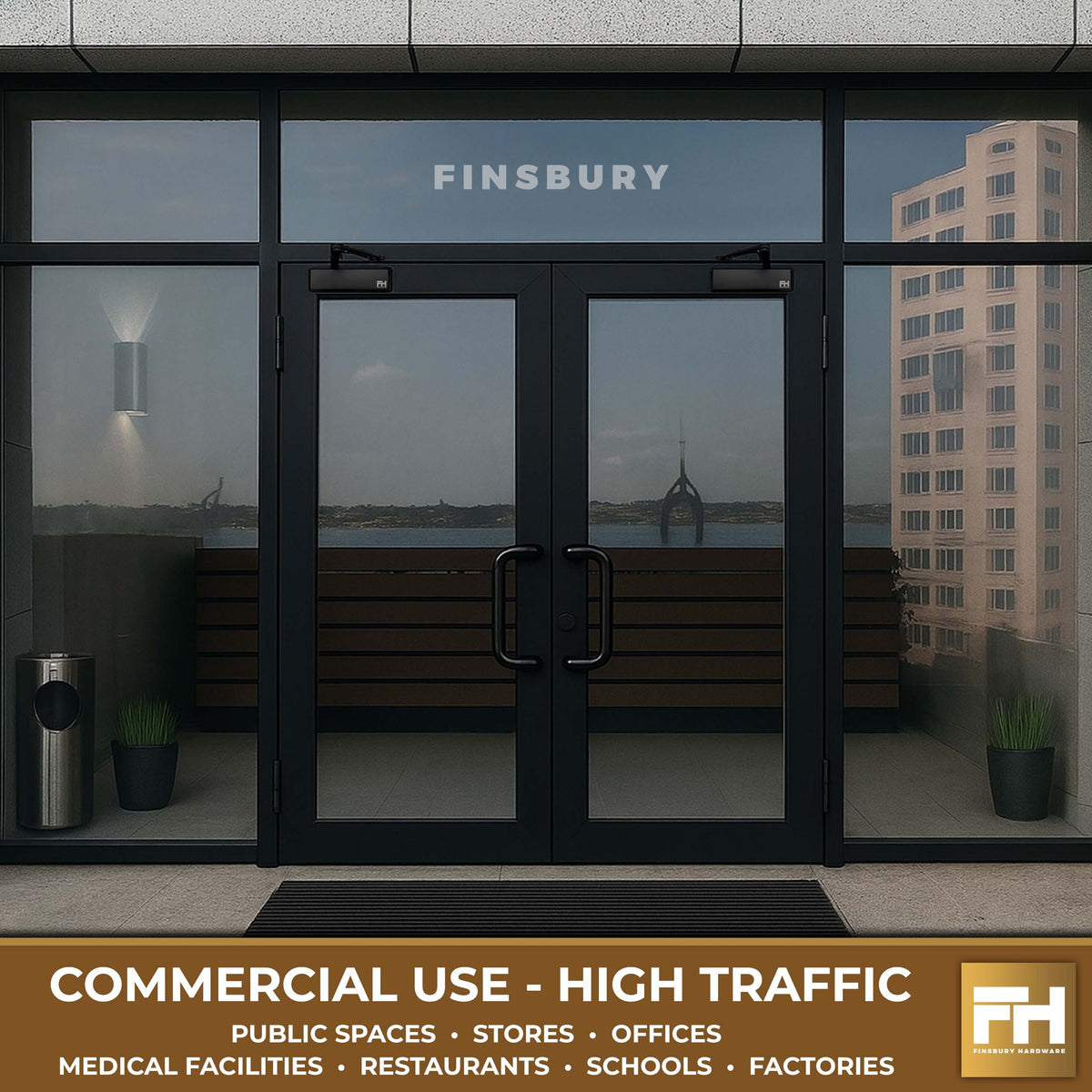 Extra Heavy Duty Commercial Door Closer Cast Iron - Matte Black Finish Finsbury Hardware Hardware