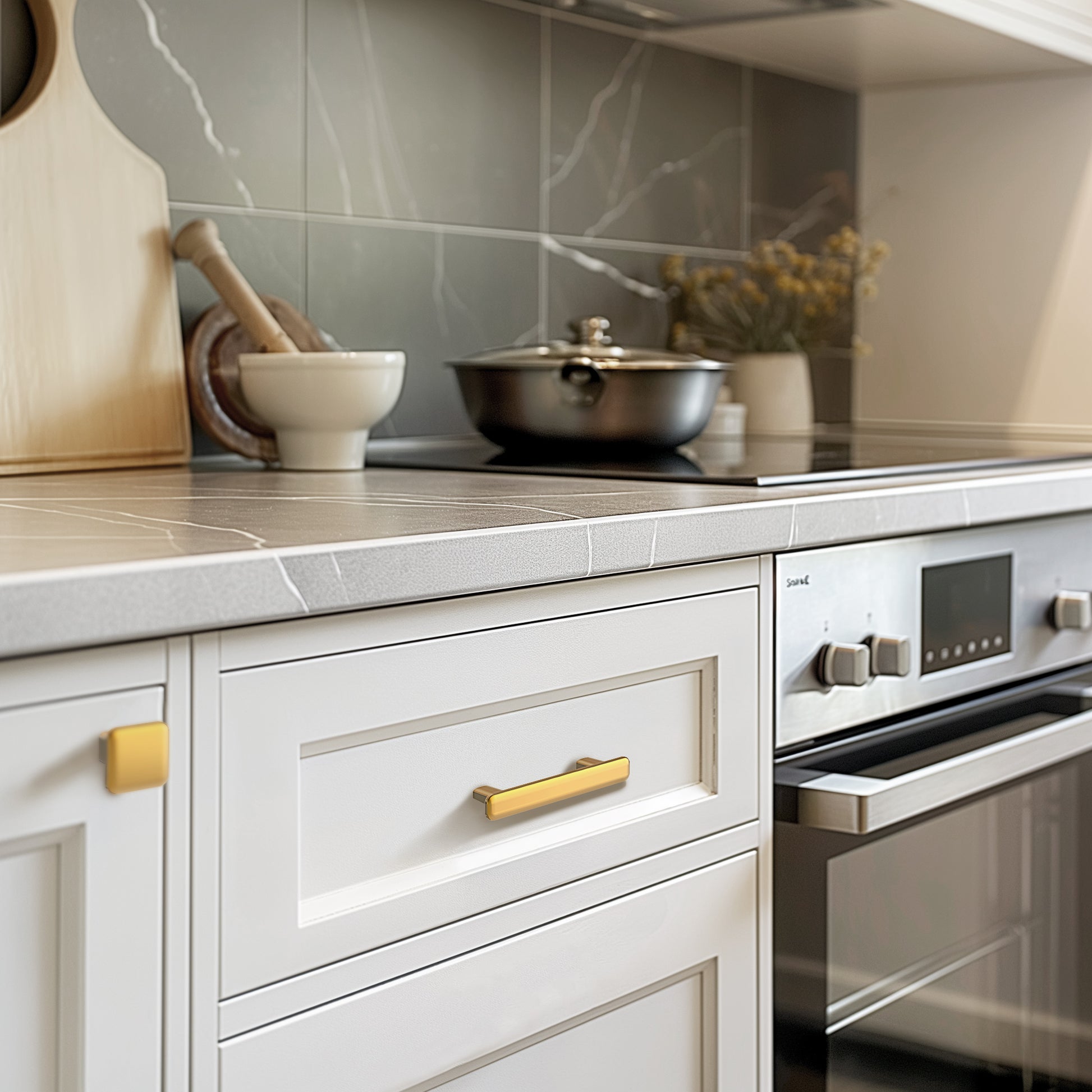 Modern Curved Edge Square Drawer Knobs HESTIA HARDWARE Cabinet Knobs