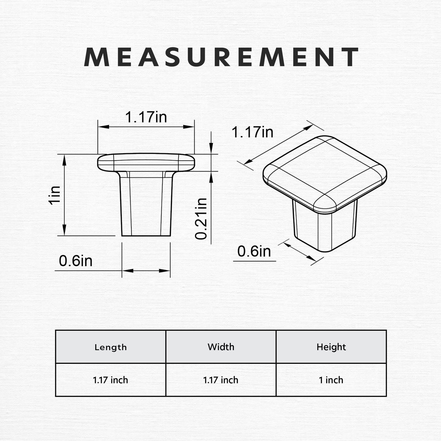 Modern Curved Edge Square Drawer Knobs HESTIA HARDWARE