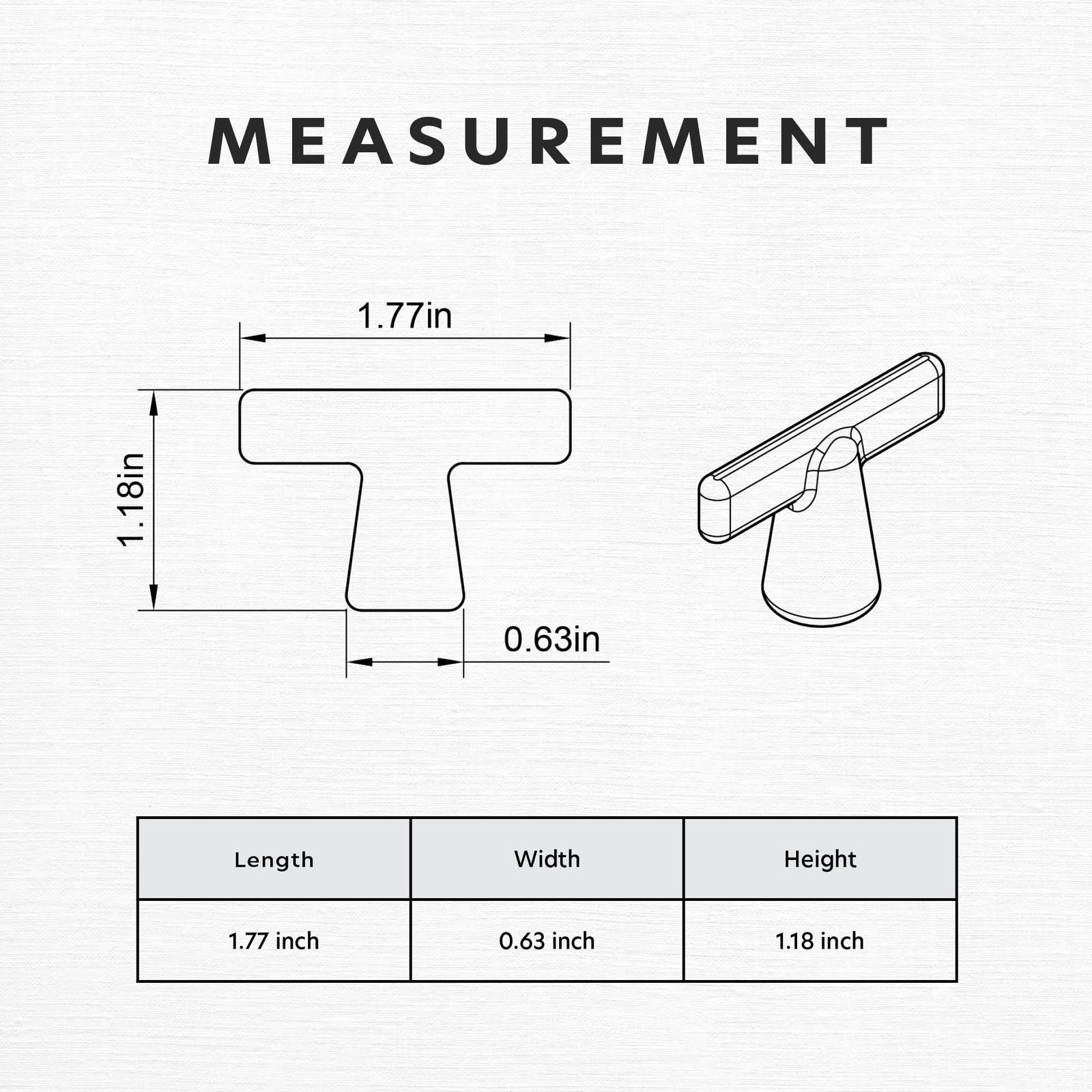 Cone Shape Modern Single T Cabinet Pulls HESTIA HARDWARE